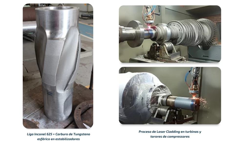 proceso de laser cladding      en turbinas y torores de compressores de la industria petrolera